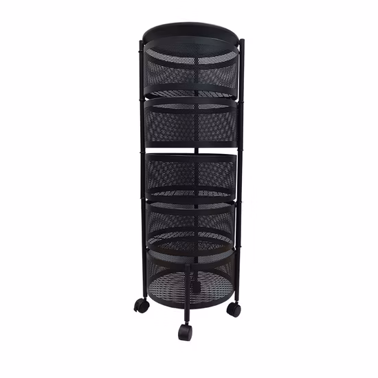 Round Rotating Multi-Layer Kitchen Storage Shelf Household Trolley Cart
