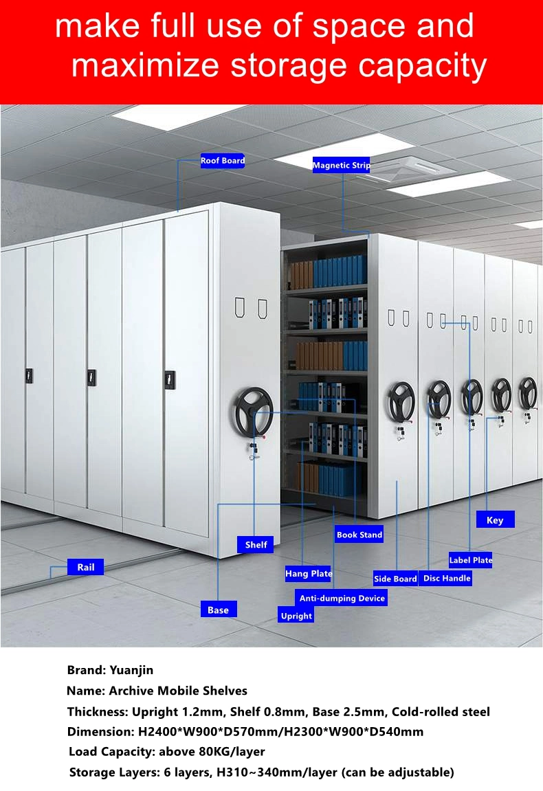 Smart Steel Movable Mass Shelving Compact Shelves Mobile Compactor